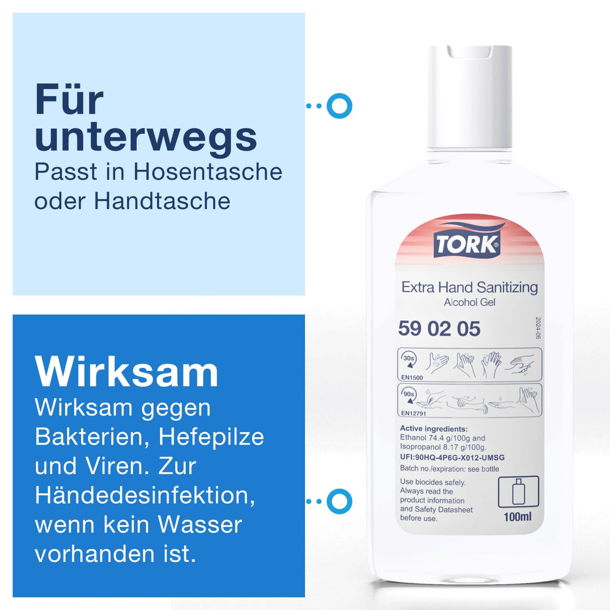 Tork Extra Händedesinfektionsgel Alkohol, für den Einsatz im Gesundheitswesen – Ansicht 7