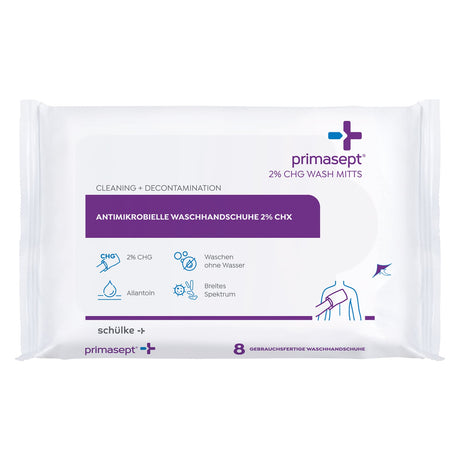 Schülke primasept 2% CHG wash mitts Waschhandschuhe – gebrauchsfertig, beidseitig verwendbar