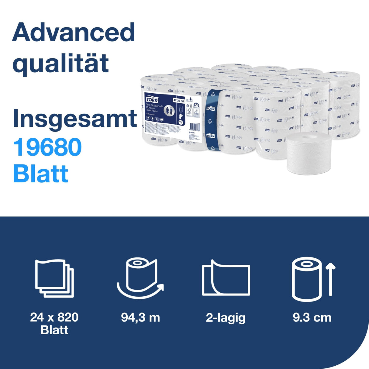 Tork OptiServe Toilettenpapier T7, 2-lagig, weiß – Ansicht 2