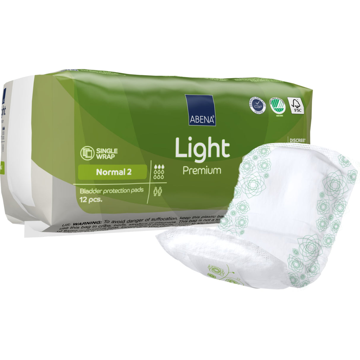 ABENA® Light Premium Inkontinenzeinlagen – Normal 2 – Packung = 12 Stück