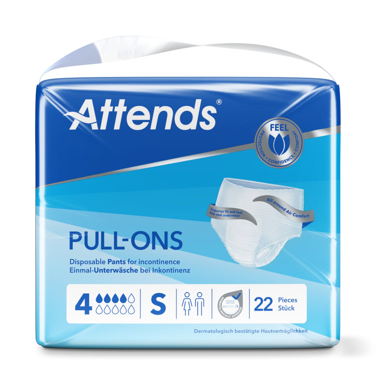 Attends Pull-Ons 4 Inkontinenzhosen, weich – mit Nässeindikator, für leichte bis mittlere Inkontinenz