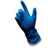AMPri CLEAN-COMFORT Haushaltshandschuhe aus Latex, puderfrei, blau - 1 Paar, Größe S