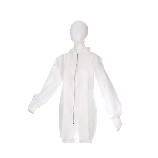 AMPri Med-Comfort Besucherjacke mit Reißverschluss, PP-Vlies, weiß - 1 Karton = 100 Stück, Größe M