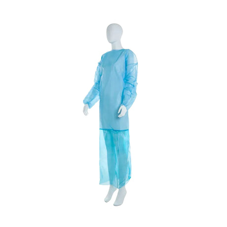 AMPri Med-Comfort Einwegkittel PP-Vlies, blau - 1 Karton = 10 Packungen à 10 Stück