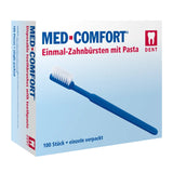 AMPri MED-COMFORT Einmalzahnbürste mit Zahnpasta - 1 Karton = 10 Packungen à 100 Stück, Farbe: limette