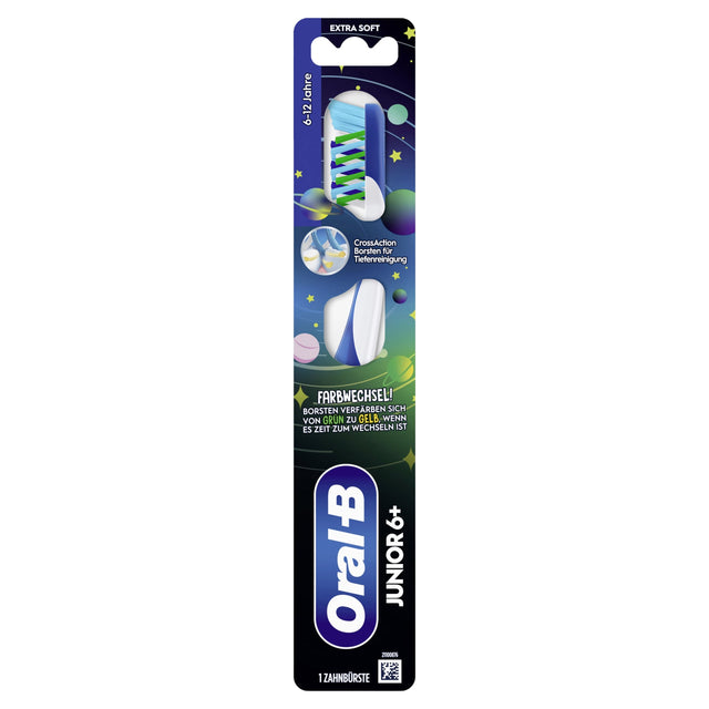 Oral-B Junior Kinderzahnbürste ab 6 Jahre mit CrissCross-Borsten und Zungenreiniger