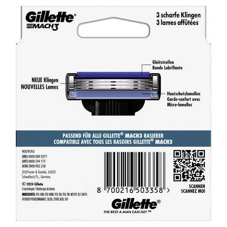 Gillette Mach3 Rasierklingen mit Gleitstreifen, 3-fach-Klinge – Ansicht 2
