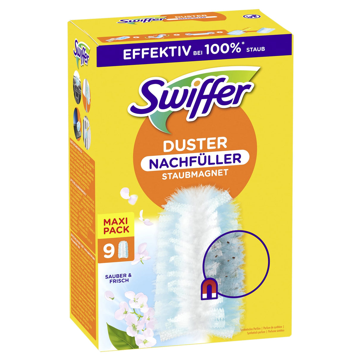 Swiffer Staubmagnet Nachfülltücher, 9er mit Duft, flauschige Fasern