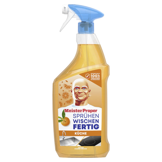Meister Proper Sprühen-Wischen-Fertig Spray Küchenreiniger, fettlösend und streifenfrei – mit Orangenduft
