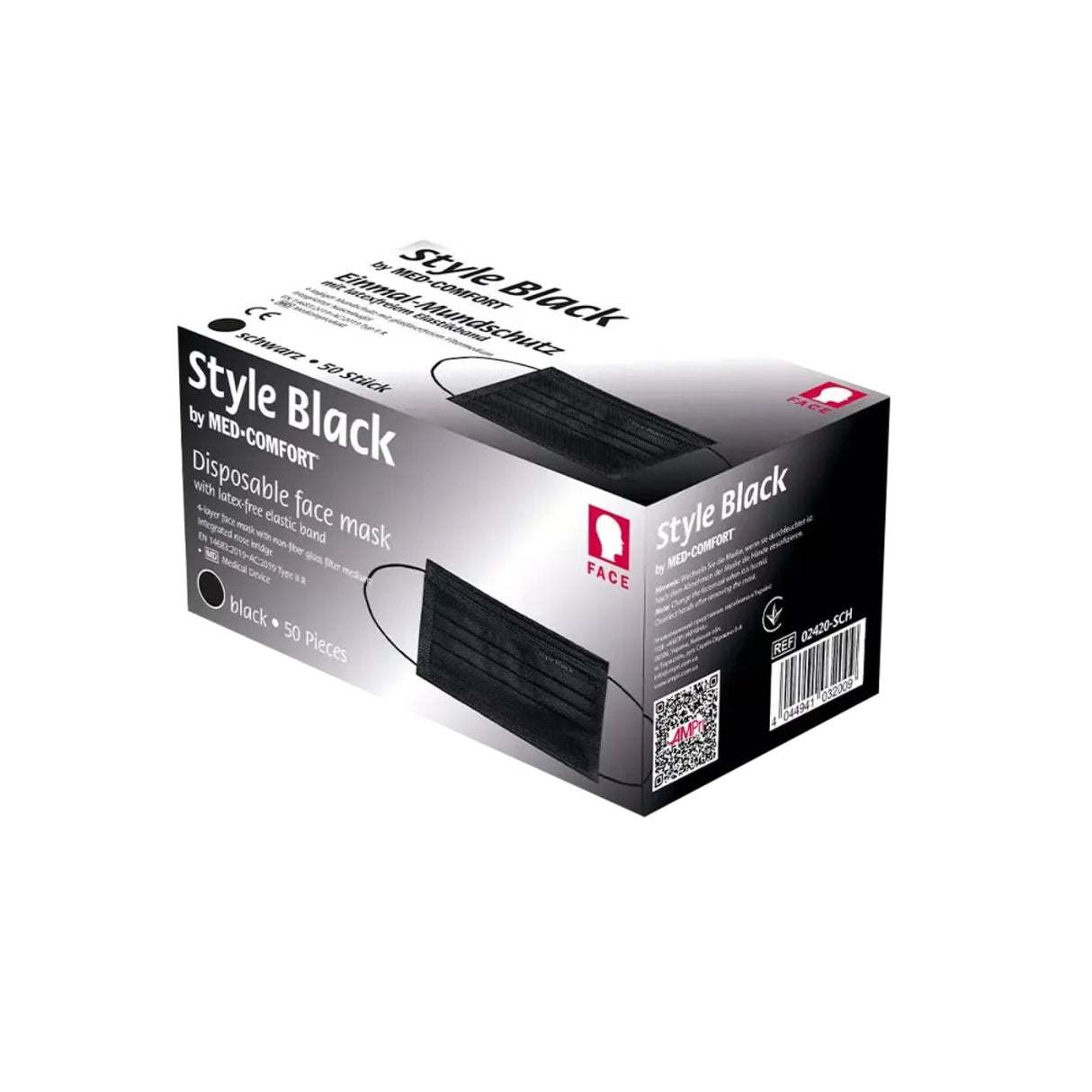 ampri-med-comfort-style-black-mundschutz-4-lagig-50-stuck - 1 Packung = 50 Stück