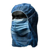 AMPri Med-Comfort Astrohaube mit Mundschutz, PP, 2-lagig - 1 Karton = 10 Packungen à 100 Stück, Farbe: blau
