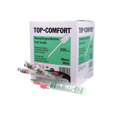 TOP COMFORT Mundpflegestäbchen mit PU Schwamm, 100 mm, Minze