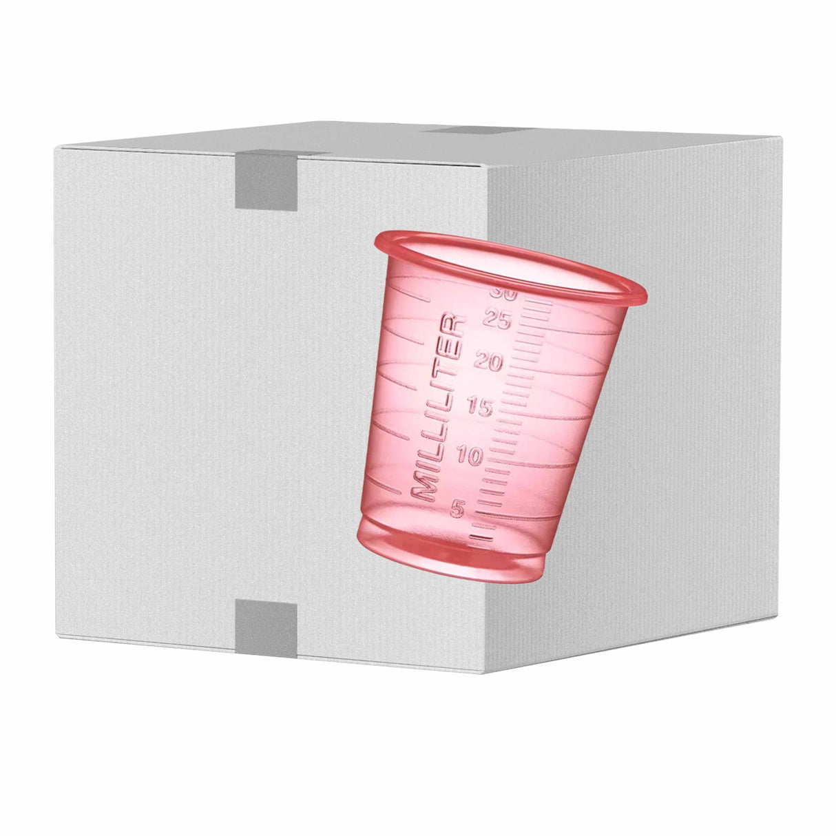 AMPri Med-Comfort ECO Einweg-Medizinbecher, 30 ml - 1 Karton = 60 Packungen à 80 Stück, Farbe: rot