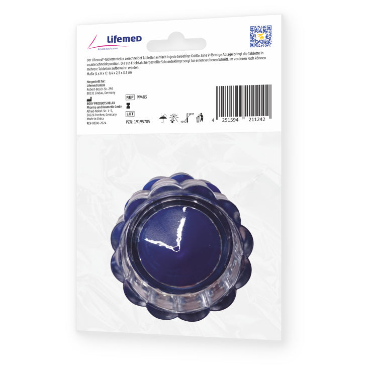 Lifemed Tablettenmörser rund, Tabletten zermahlen - Ø 5,3 cm x 4,5 cm – Farbe: blau