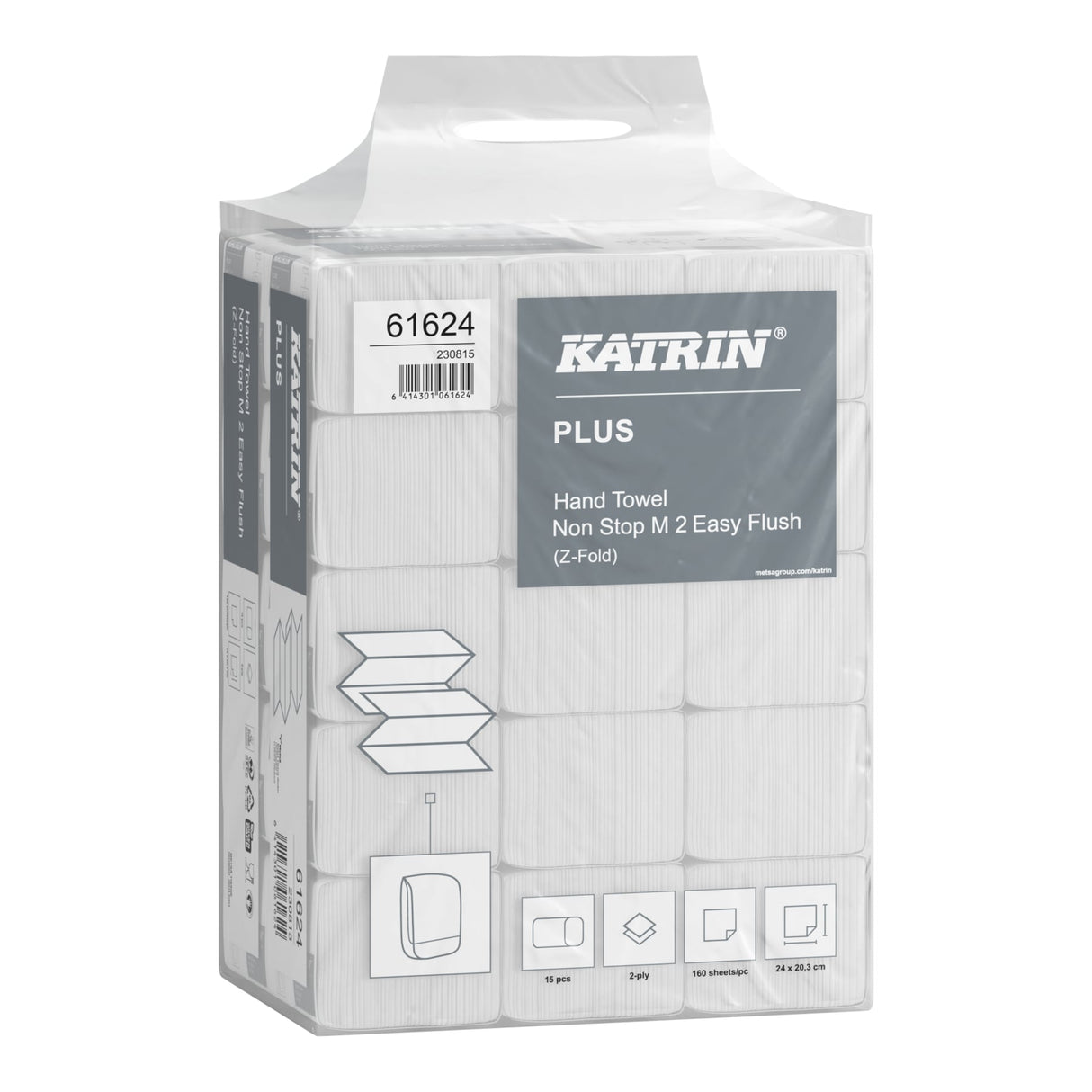 Katrin Plus Falthandtuch Non Stop M 2, Easy Flush, 20,3 x 24 cm