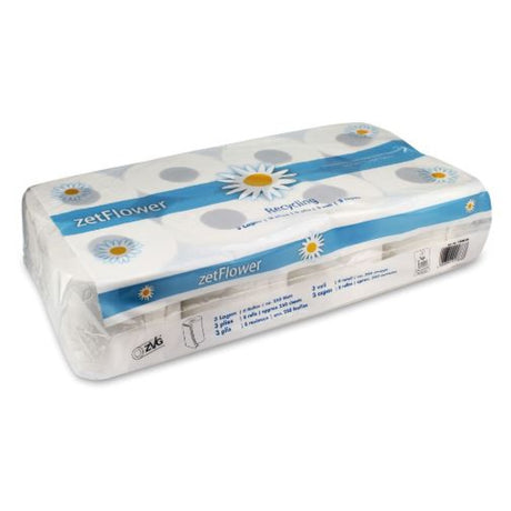 ZVG Toilettenpapier 3-lagig, weiß – 250 Blatt/Rolle, mit Blumendekor – Ansicht 2