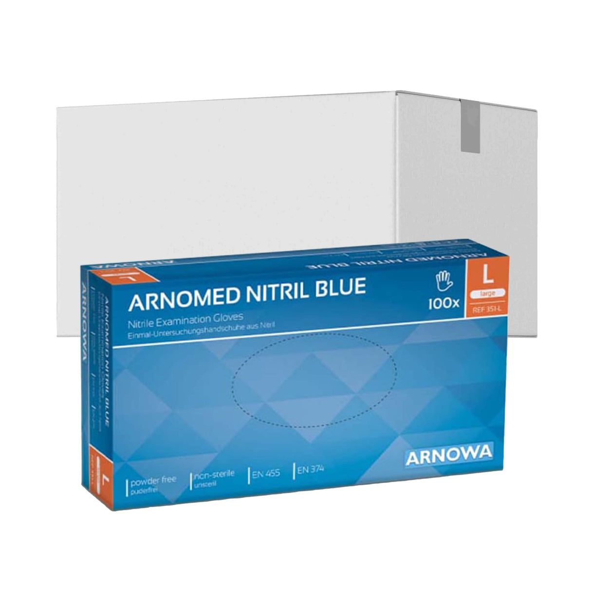ARNOMED Nitril Blue Einmalhandschuhe, puderfrei, blau – extra reißfest – Ansicht 1