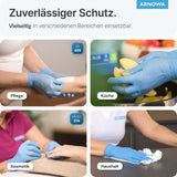 ARNOMED Nitril Blue Einmalhandschuhe, puderfrei, blau – extra reißfest – Ansicht 6