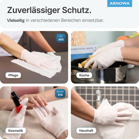 ARNOMED Nitril White Einmalhandschuhe, puderfrei, weiß – hautfreundlich – Ansicht 6