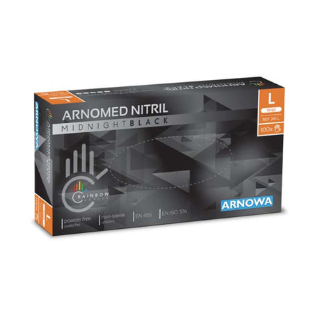ARNOMED Nitril Midnight Black Einmalhandschuhe, puderfrei, schwarz – extra reißfest – Ansicht 2