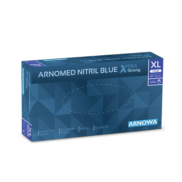 ARNOMED Nitril Blue XTRA STRONG Einmalhandschuhe, puderfrei, blau – extra stark – Ansicht 1
