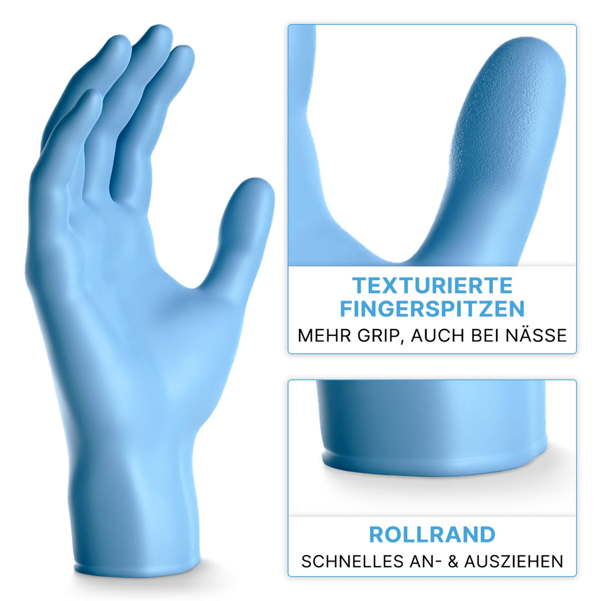 ARNOMED Nitril Blue XTRA STRONG Einmalhandschuhe, puderfrei, blau – extra stark – Ansicht 4
