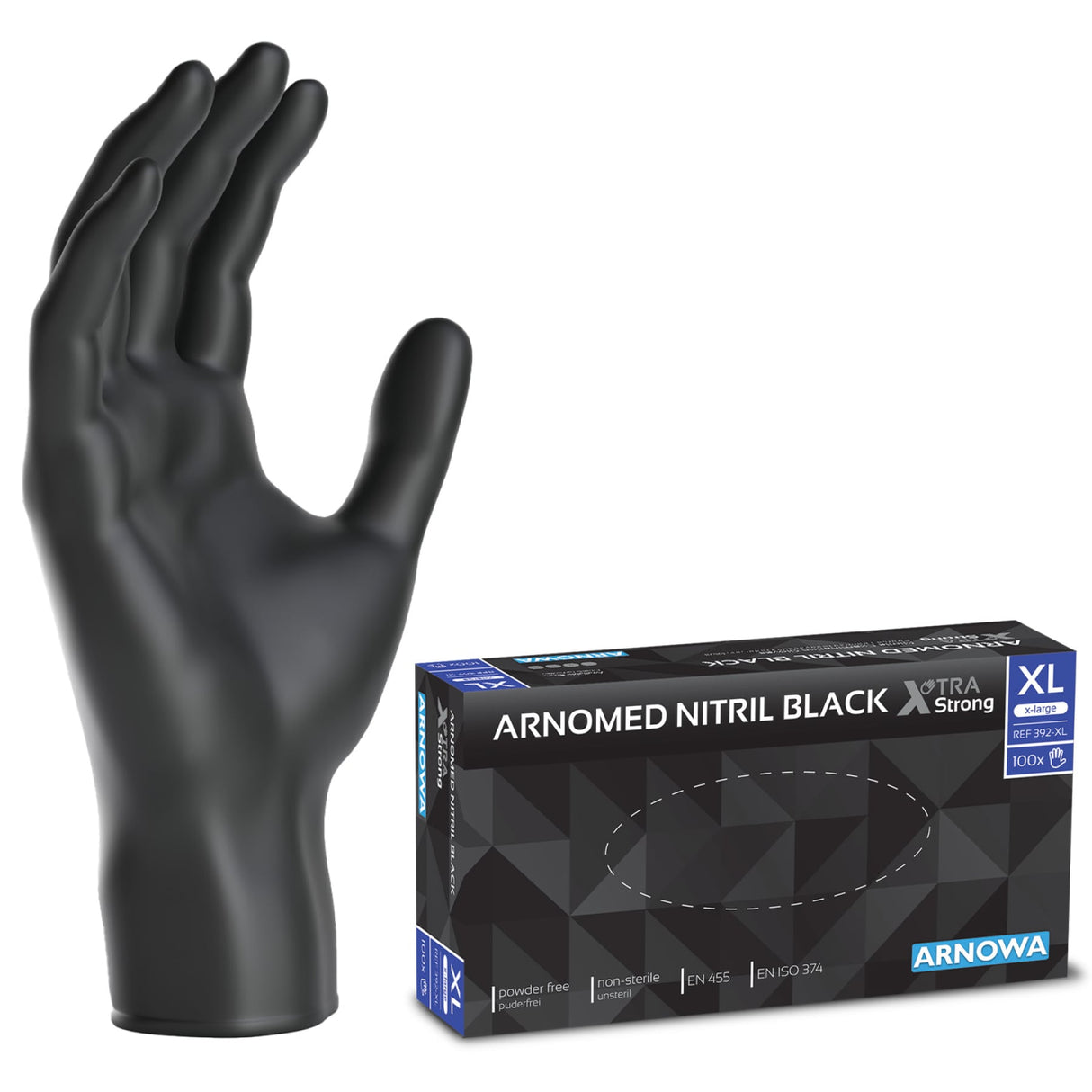 ARNOMED Nitril Black XTRA STRONG Einmalhandschuhe, puderfrei, schwarz – extra stark – Ansicht 3