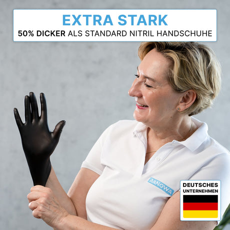 ARNOMED Nitril Black XTRA STRONG Einmalhandschuhe, puderfrei, schwarz – extra stark – Ansicht 5