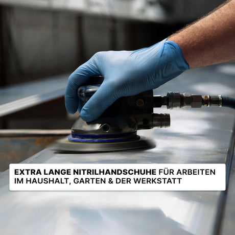 ARNOMED Nitril Blue XTRA LONG Einmalhandschuhe, puderfrei, blau – extra lang & reißfest – Ansicht 7