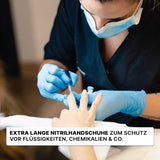 ARNOMED Nitril Blue XTRA LONG Einmalhandschuhe, puderfrei, blau – extra lang & reißfest – Ansicht 8