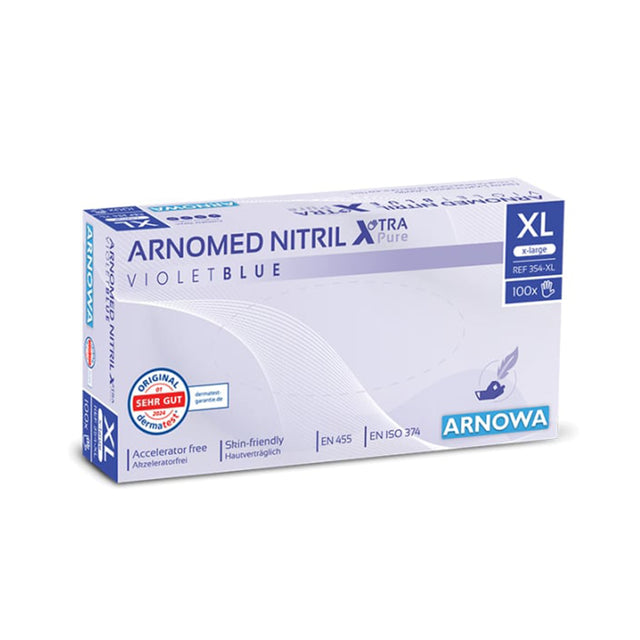 ARNOMED Nitril XTRA PURE Einmalhandschuhe, puderfrei, violett – frei von Akzeleratoren – Ansicht 1
