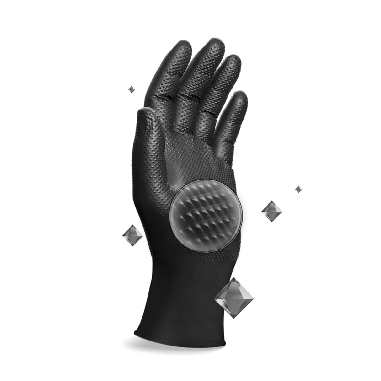 PROGRIP Nitril Diamond Black Einmalhandschuhe, puderfrei – robust und griffig – Ansicht 2