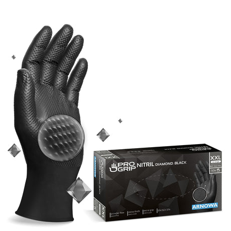 PROGRIP Nitril Diamond Black Einmalhandschuhe, puderfrei – robust und griffig – Ansicht 3