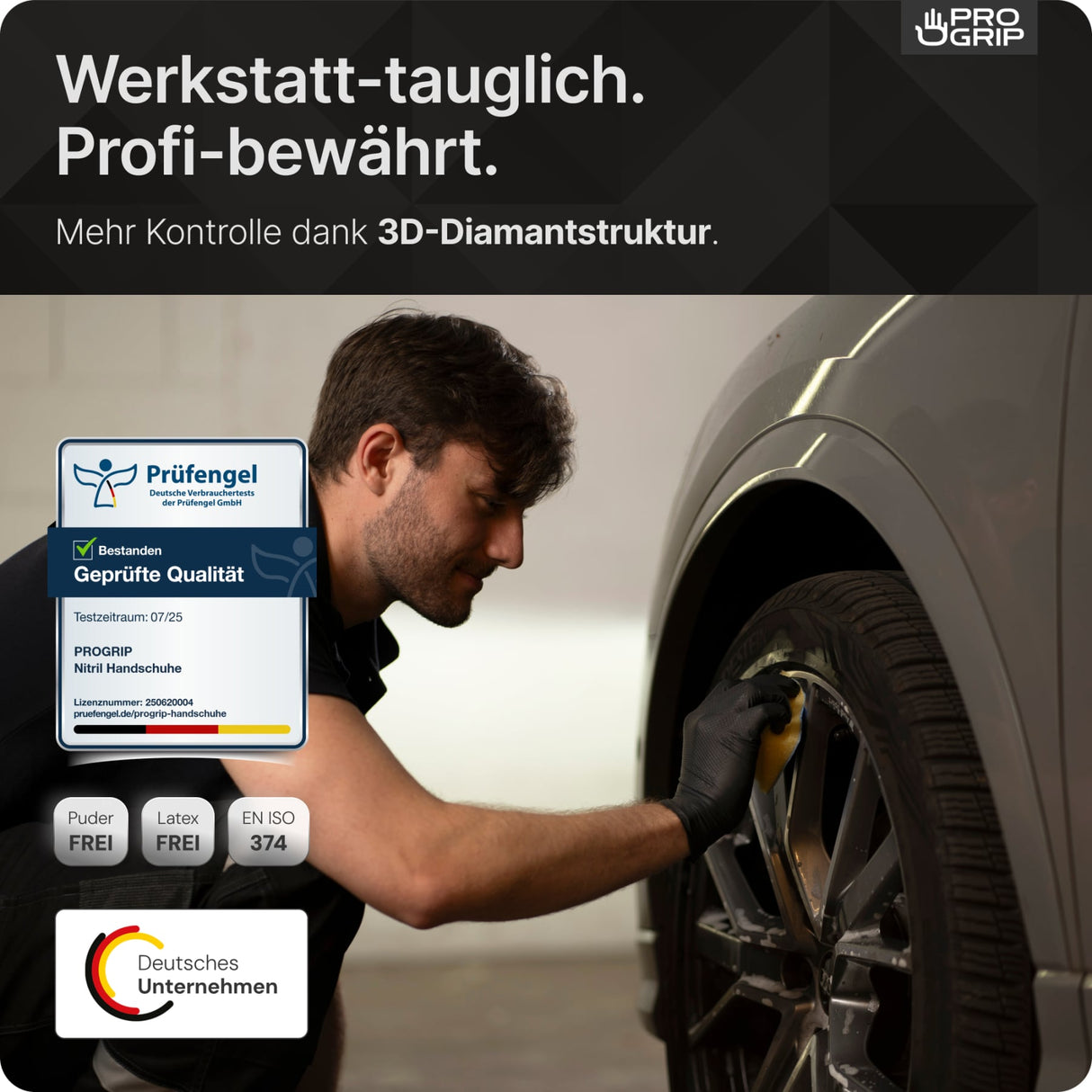 PROGRIP Nitril Diamond Black Einmalhandschuhe, puderfrei – robust und griffig – Ansicht 6