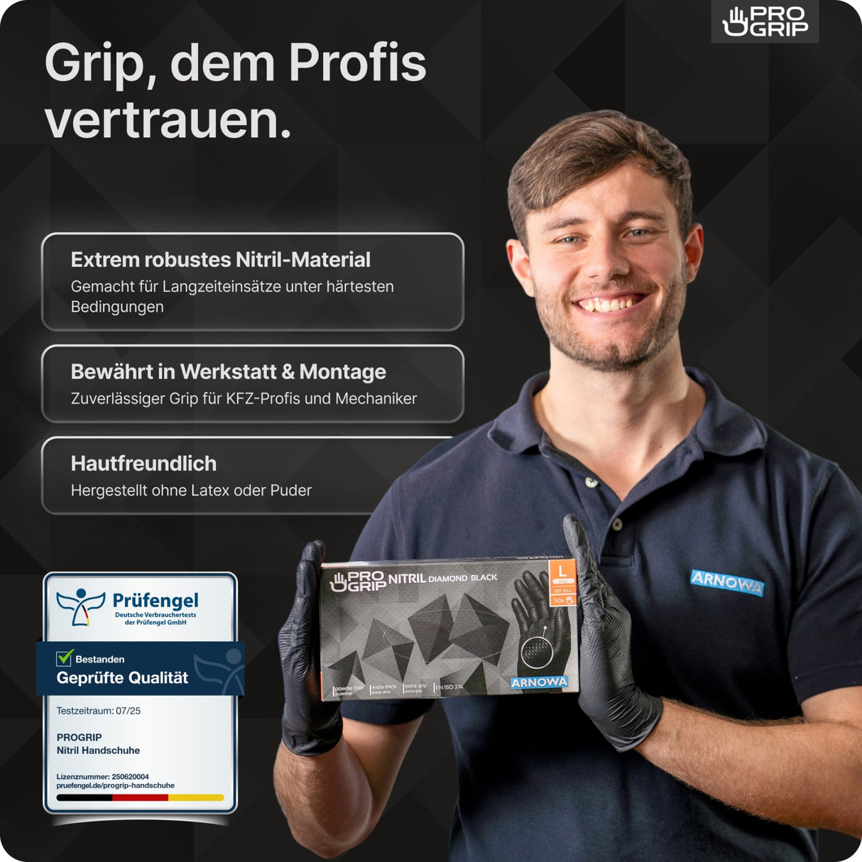 PROGRIP Nitril Diamond Orange Einmalhandschuhe, puderfrei – hohe Strapazierfähigkeit – Ansicht 8