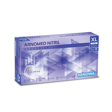 ARNOMED Nitril Ocean Blue Einmalhandschuhe, puderfrei, blau – Ansicht 1