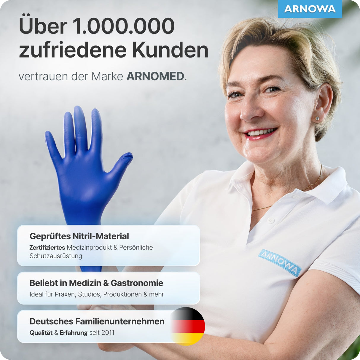 ARNOMED Nitril Ocean Blue Einmalhandschuhe, puderfrei, blau – Ansicht 9