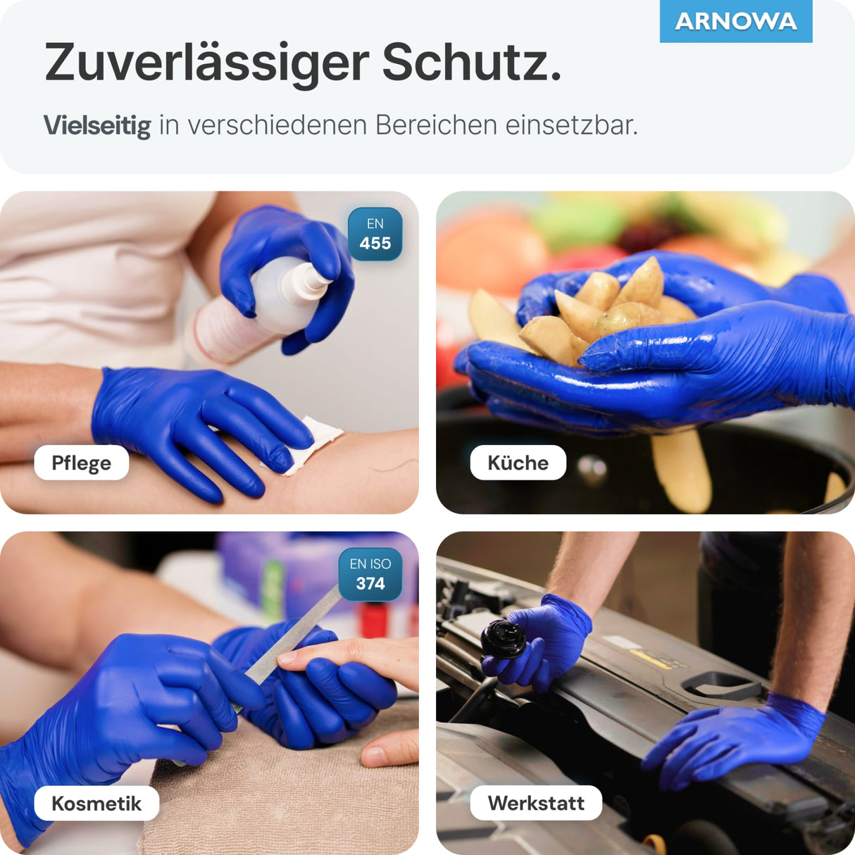 ARNOMED Nitril Ocean Blue Einmalhandschuhe, puderfrei, blau – Ansicht 6