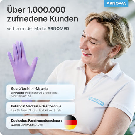 ARNOMED Nitril Lavender Violet Einmalhandschuhe, puderfrei, lila – Ansicht 9