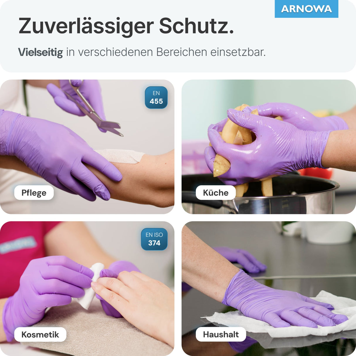 ARNOMED Nitril Lavender Violet Einmalhandschuhe, puderfrei, lila – Ansicht 6