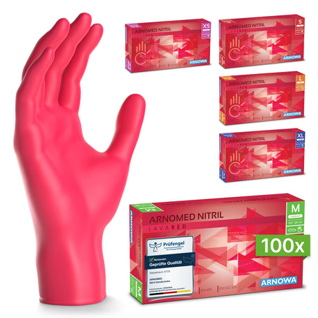 ARNOMED Nitril Lava Red Einmalhandschuhe, puderfrei, rot – Ansicht 4