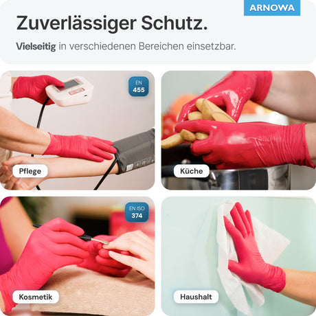 ARNOMED Nitril Lava Red Einmalhandschuhe, puderfrei, rot – Ansicht 6