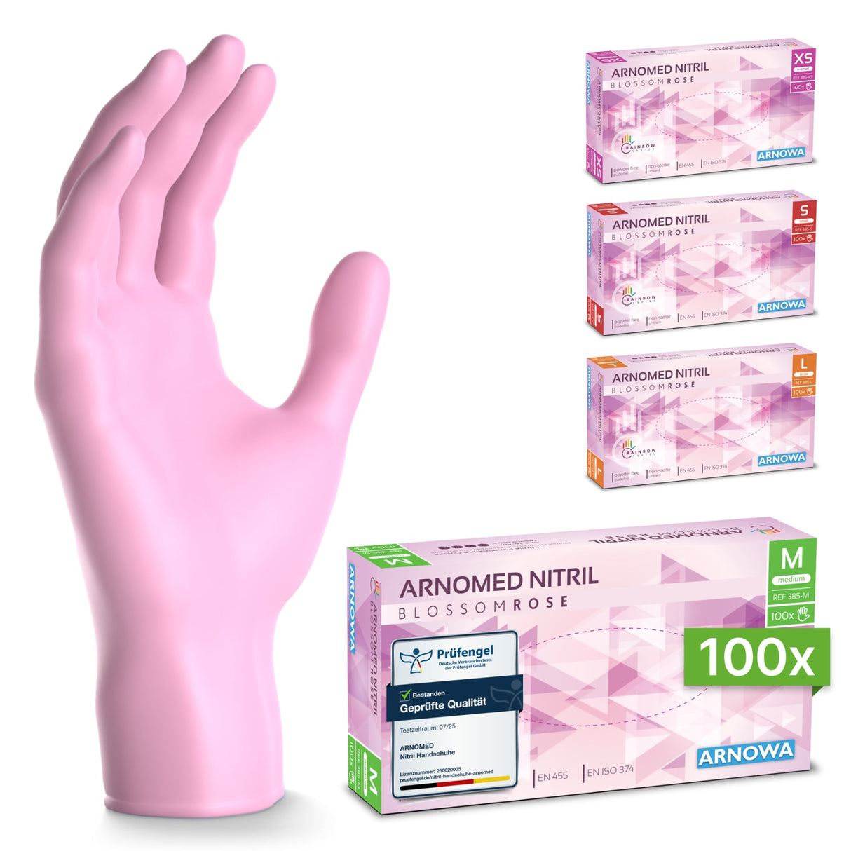ARNOMED Nitril Blossom Rose Einmalhandschuhe, puderfrei, rosa – Ansicht 4