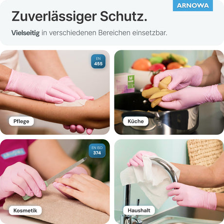 ARNOMED Nitril Blossom Rose Einmalhandschuhe, puderfrei, rosa – Ansicht 6