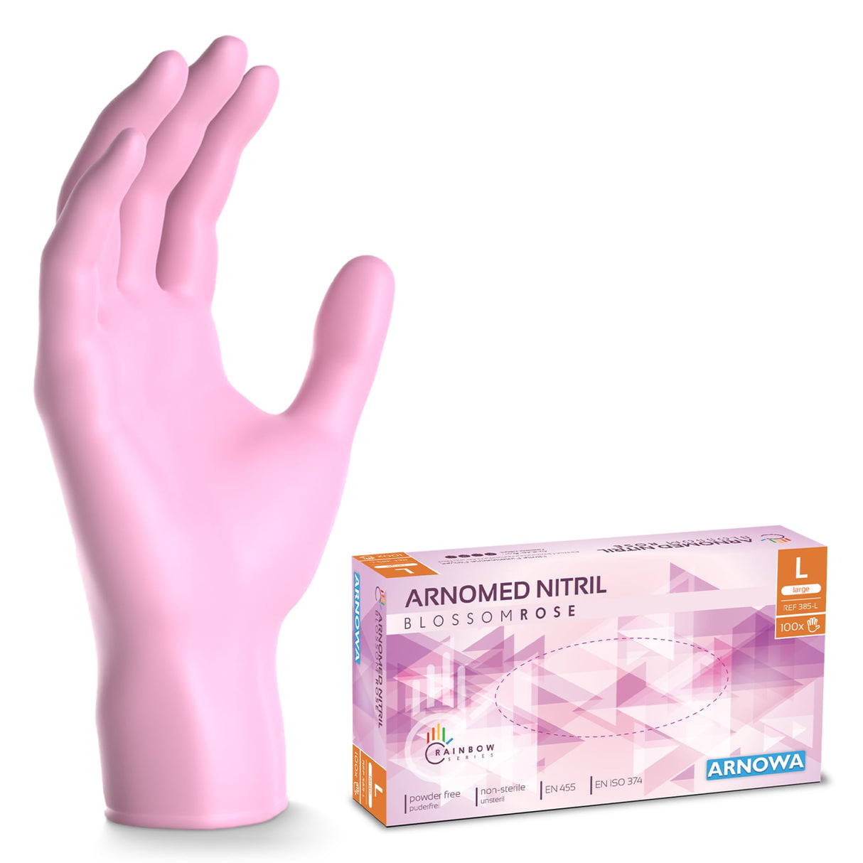 ARNOMED Nitril Blossom Rose Einmalhandschuhe, puderfrei, rosa – Ansicht 3