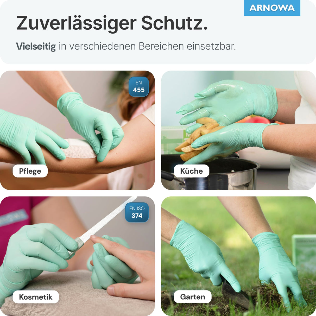 ARNOMED Nitril Peppermint Green Einmalhandschuhe, puderfrei, grün – Ansicht 6