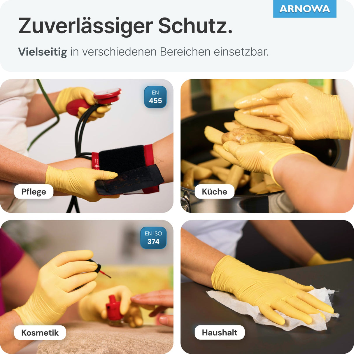 ARNOMED Nitril Sunflower Yellow Einmalhandschuhe, puderfrei, gelb – Ansicht 6