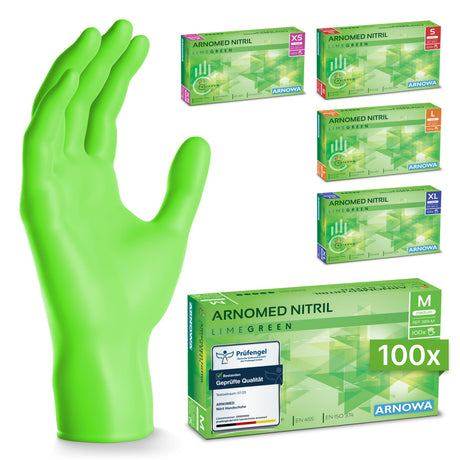 ARNOMED Nitril Lime Green Einmalhandschuhe, puderfrei, grün – Ansicht 4