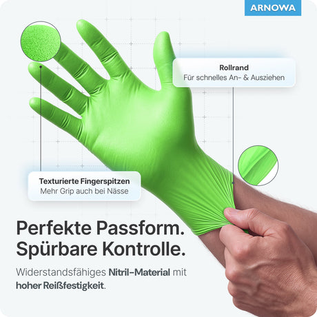 ARNOMED Nitril Lime Green Einmalhandschuhe, puderfrei, grün – Ansicht 5