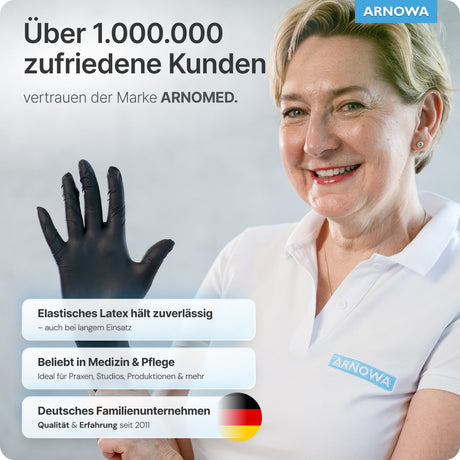 ARNOMED Latex Einmalhandschuhe, puderfrei, schwarz, extra strapazierfähig – Ansicht 9